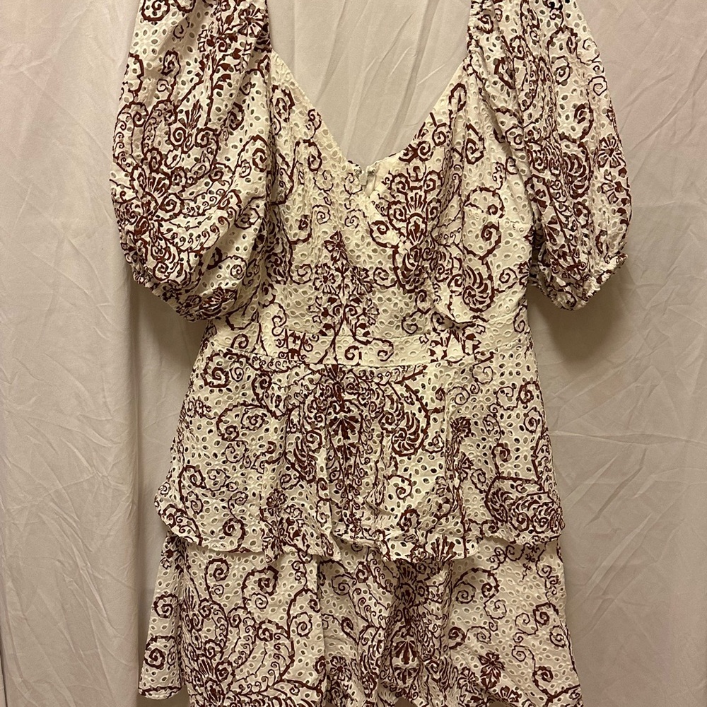 NWT Ted Baker ELIZAAA Elegant Cream and Red Patterned Dress